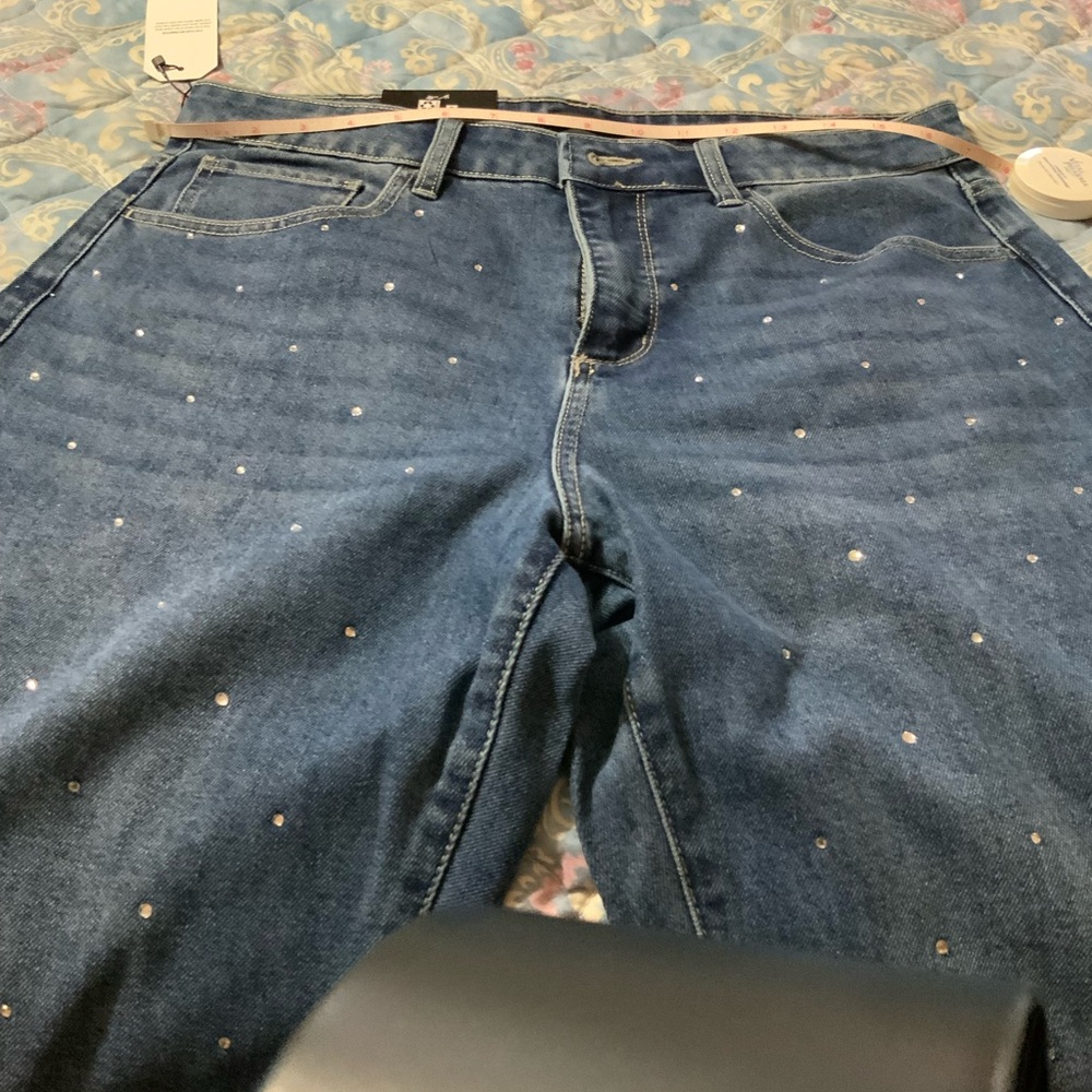Express Blue Embellished Jeans - Picture 4 of 7